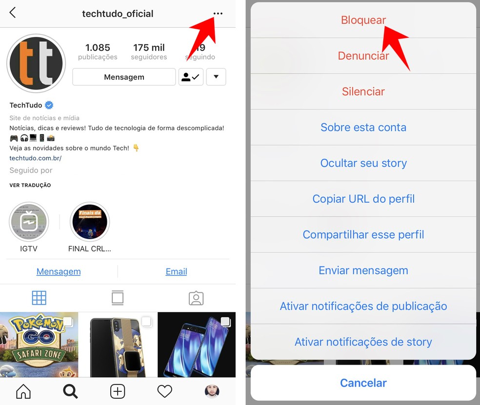 Blocking an Instagram profile Photo: Reproduo / Rodrigo Fernandes