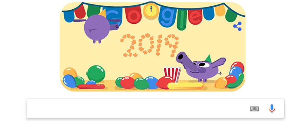 Google Doodle celebrates the arrival of 2019 Photo: Photo: Reproduo / Google
