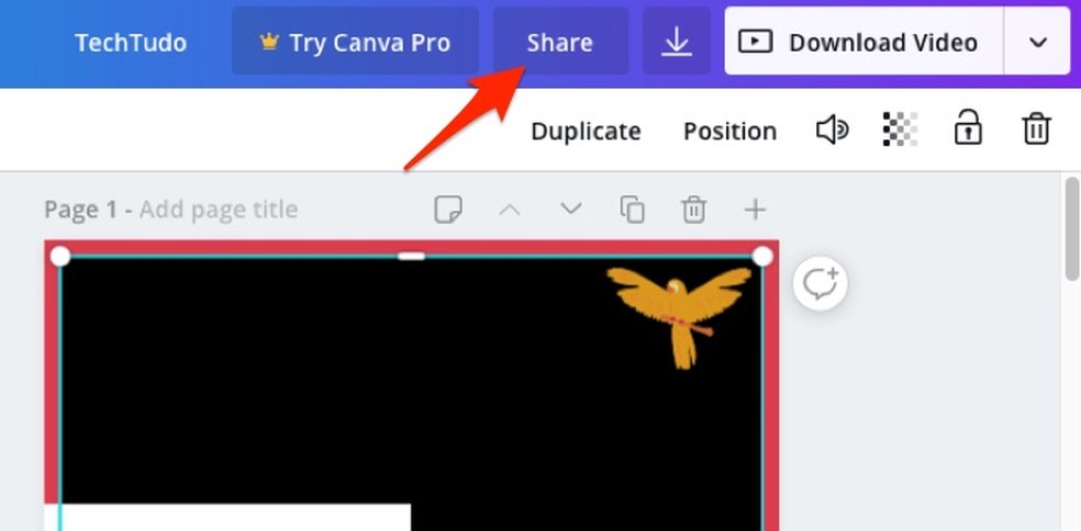 When viewing the sharing options for a video edited on the Canva online service Photo: Reproduo / Marvin Costa