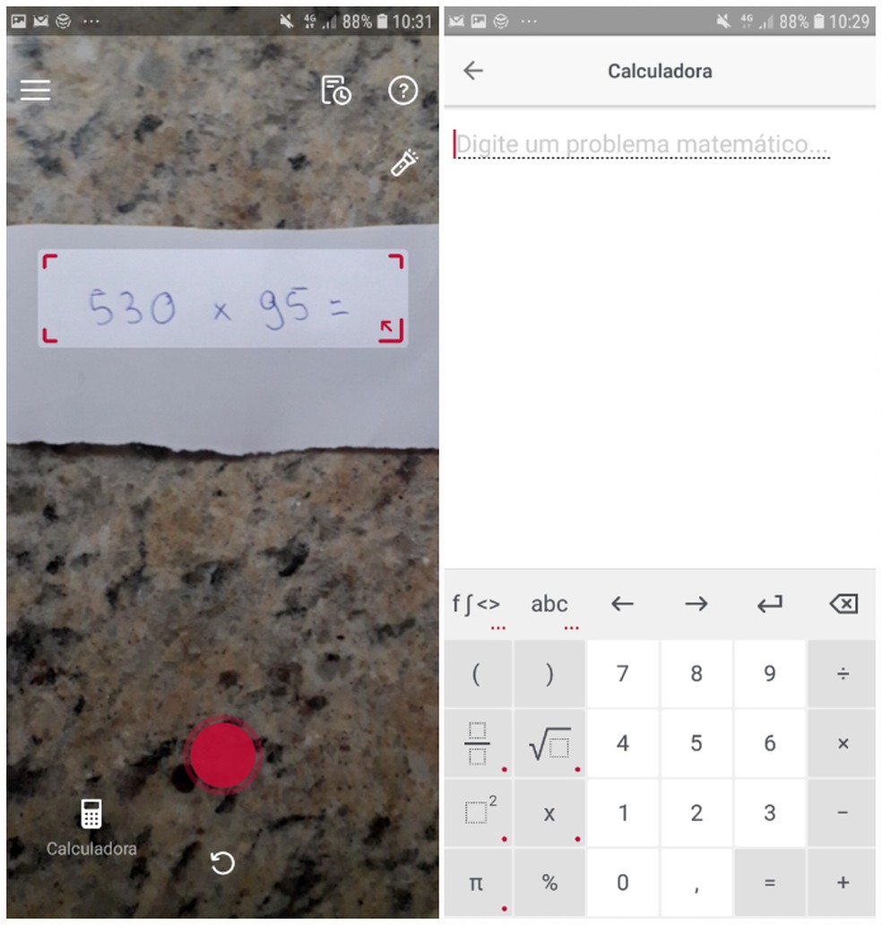 PhotoMath offers a calculator and recognizes operations through the cell phone camera Photo: Reproduo / Daniel Dutra