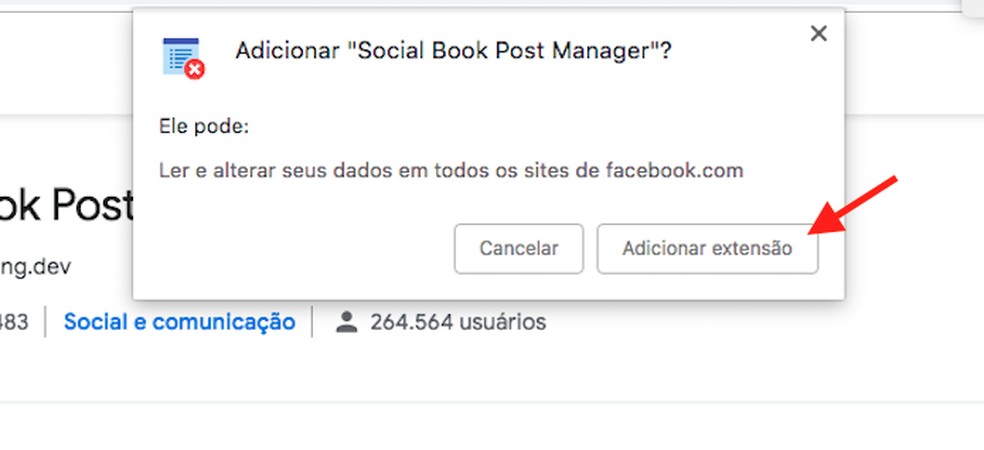 By downloading and installing the Social Book Post Manager extension on Chrome Photo: Reproduo / Marvin Costa