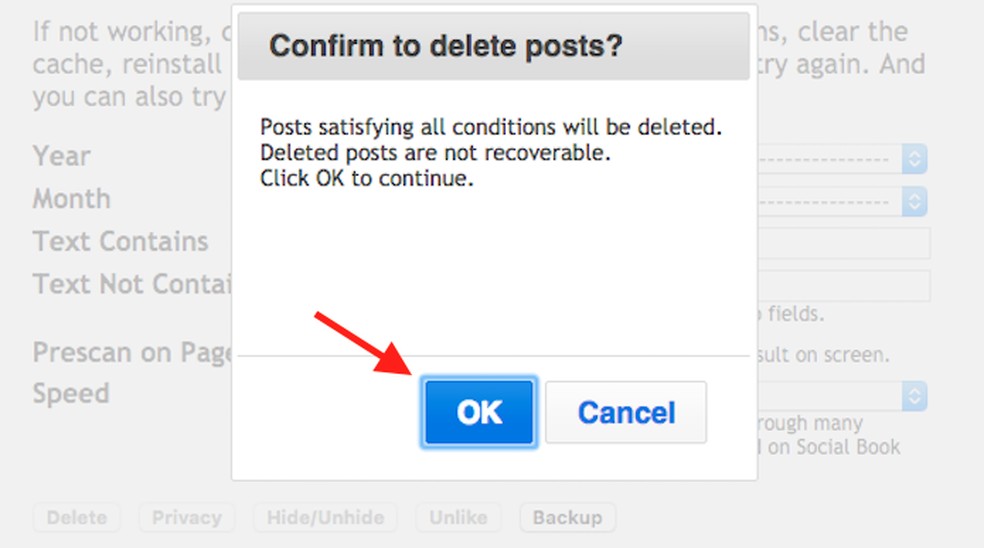 When deleting all photos from a Facebook account using the Social Book Post Manager for Chrome extension Photo: Reproduo / Marvin Costa
