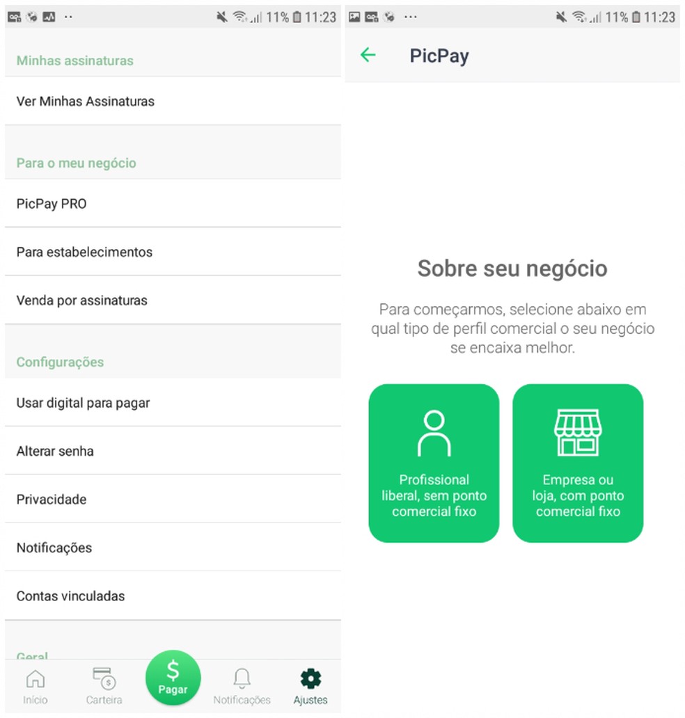 PicPay PRO can be accessed through the main application Photo: Reproduo / Daniel Dutra