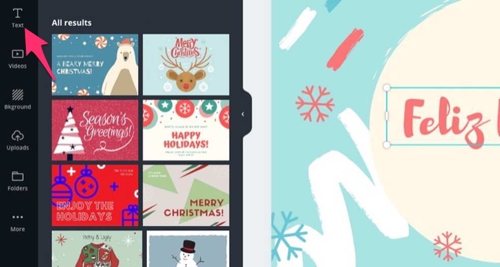 When adding new text boxes to a Christmas card template in Canva Photo: Reproduo / Marvin Costa