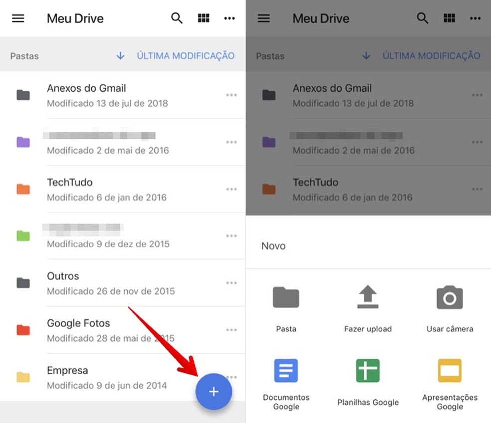 Create documents or send files and photos to Google Drive Photo: Reproduo / Helito Beggiora