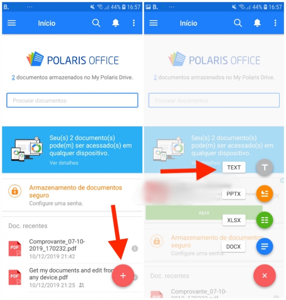 Polaris Office allows you to create files in large TXT Photo: Reproduo / Daniel Dutra