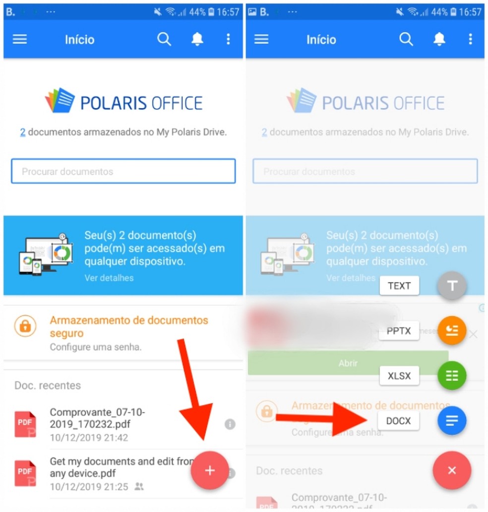 Polaris Office lets you create files with extensive DOC Photo: Reproduo / Daniel Dutra