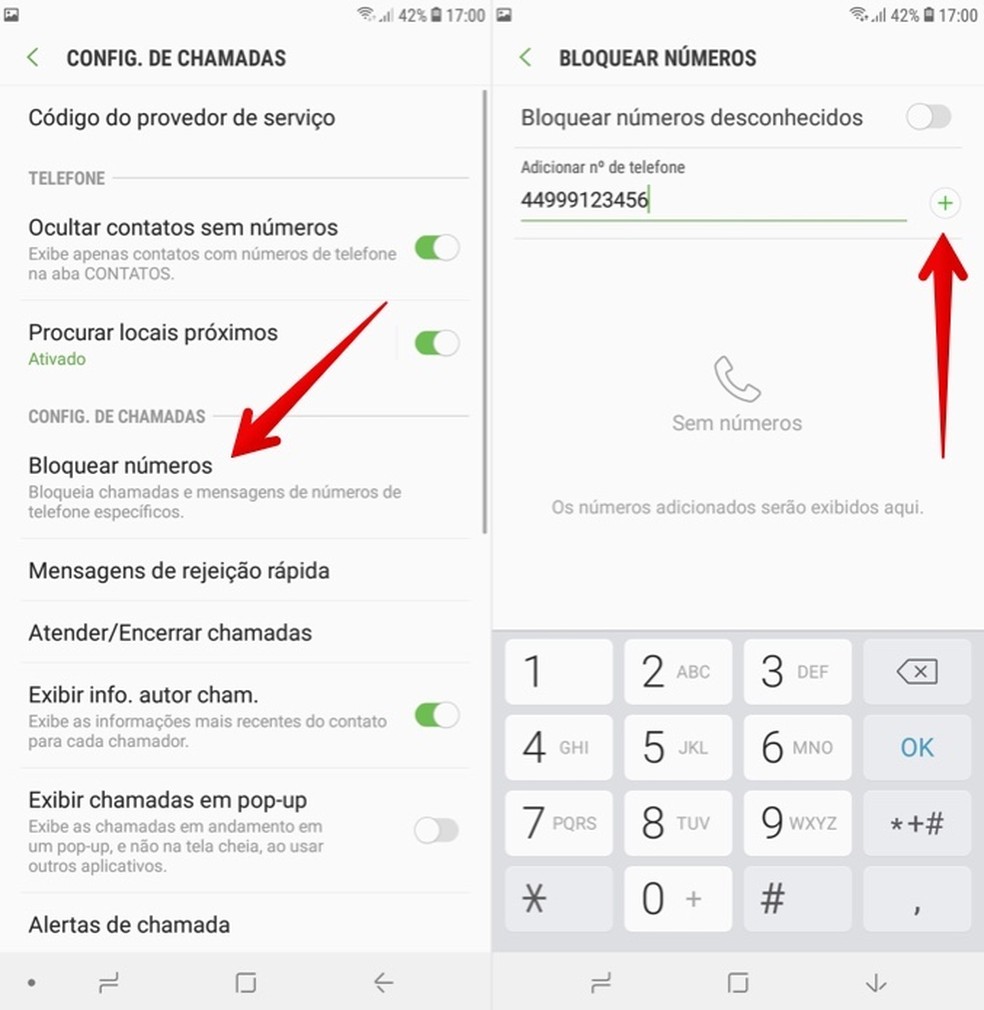 Blocking calls and SMS messages from a number Photo: Reprodução / Helito Beggiora