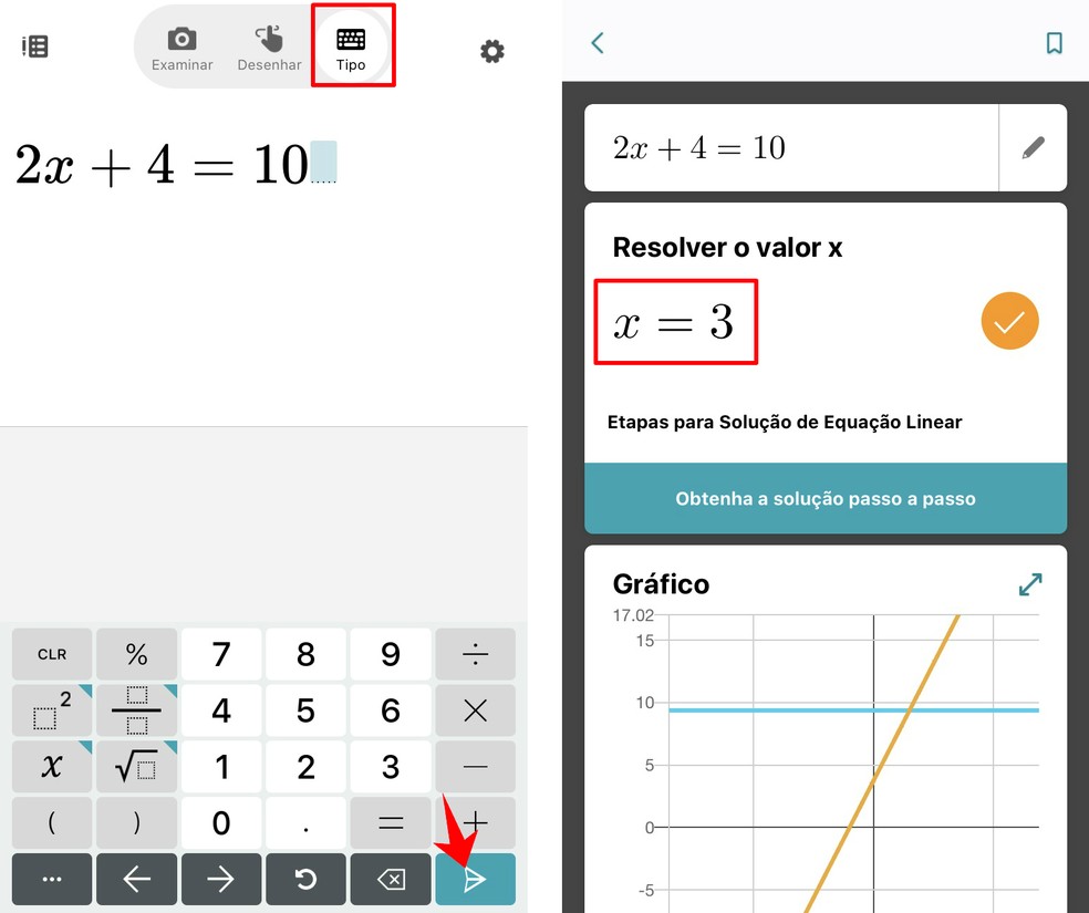 Microsoft Math Solver also has its own calculator to solve equations Photo: Reproduo / Rodrigo Fernandes