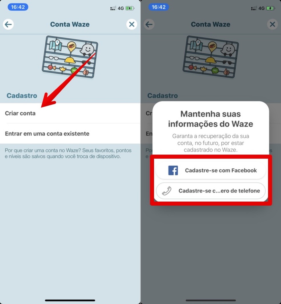   It is possible to register on Waze using Facebook Photo: Reproduo / Helito Beggiora