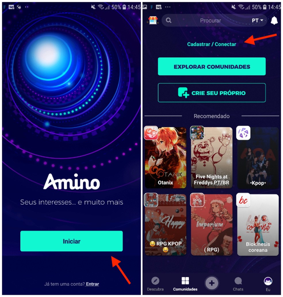 Amino Apps shows communities already at the moment of registering Photo: Reproduo / Daniel Dutra