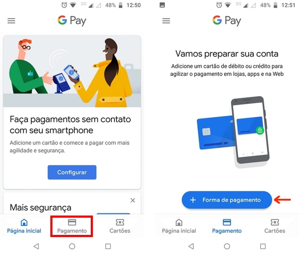 Add a payment method to the Google Pay app Photo: Reproduo / Raquel Freire
