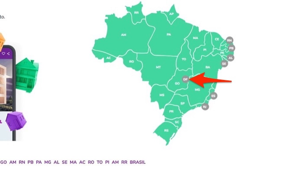 When to access a region of Brazil through the site OLX Photo: Reproduction / Marvin Costa