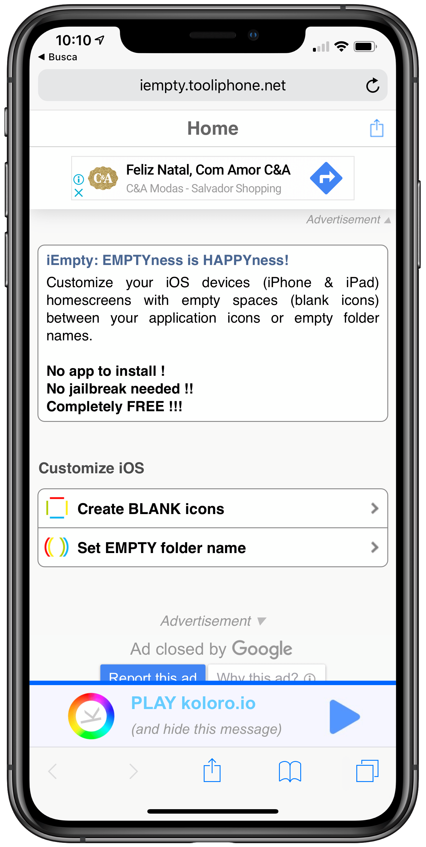 iEmpty on iPhone XS Max