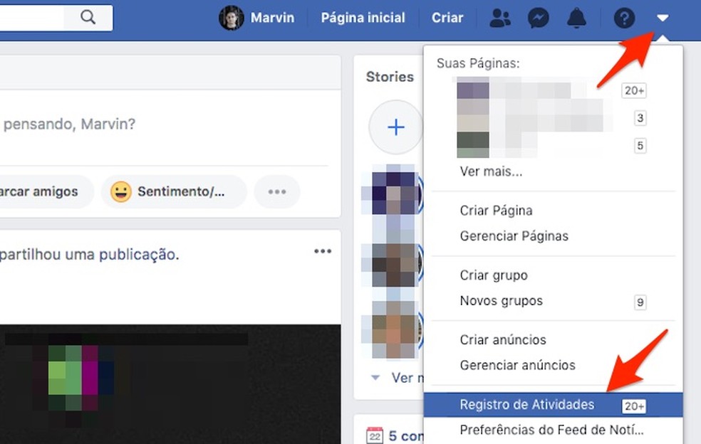 When accessing the Facebook activity log to use the Social Book Post Manager extension in Chrome Photo: Reproduo / Marvin Costa