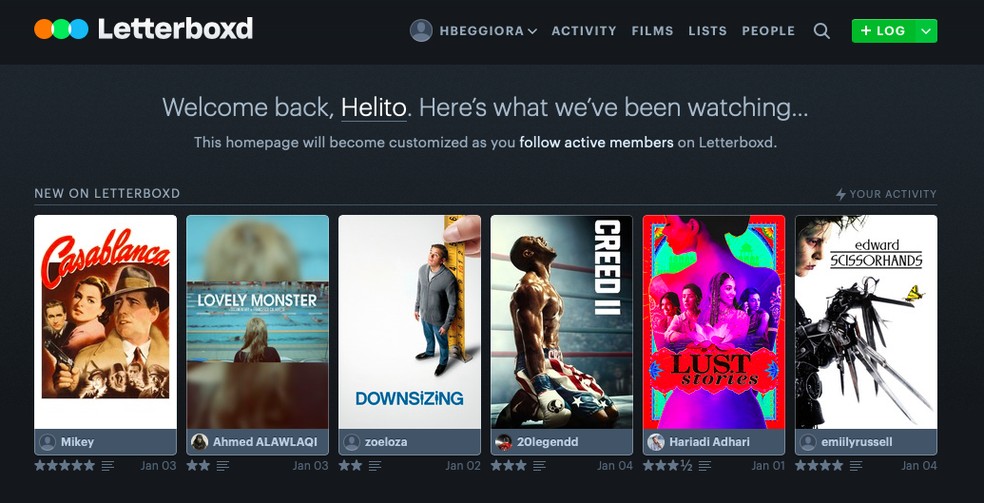 Learn how to use the Letterboxd movie social network Photo: Reproduo / Helito Beggiora
