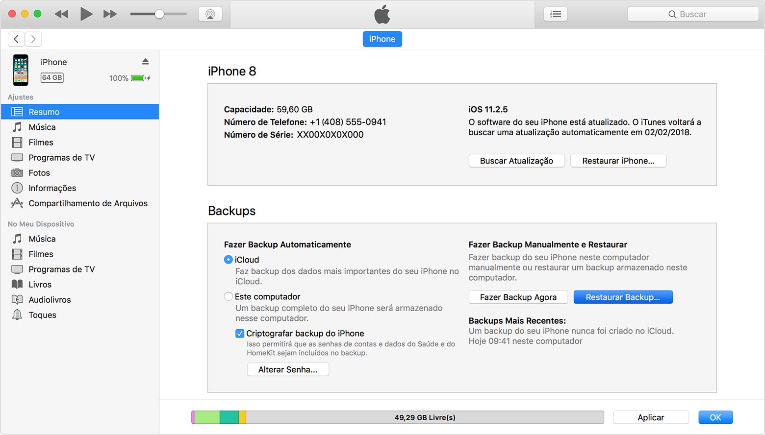 Restoring backup from iTunes
