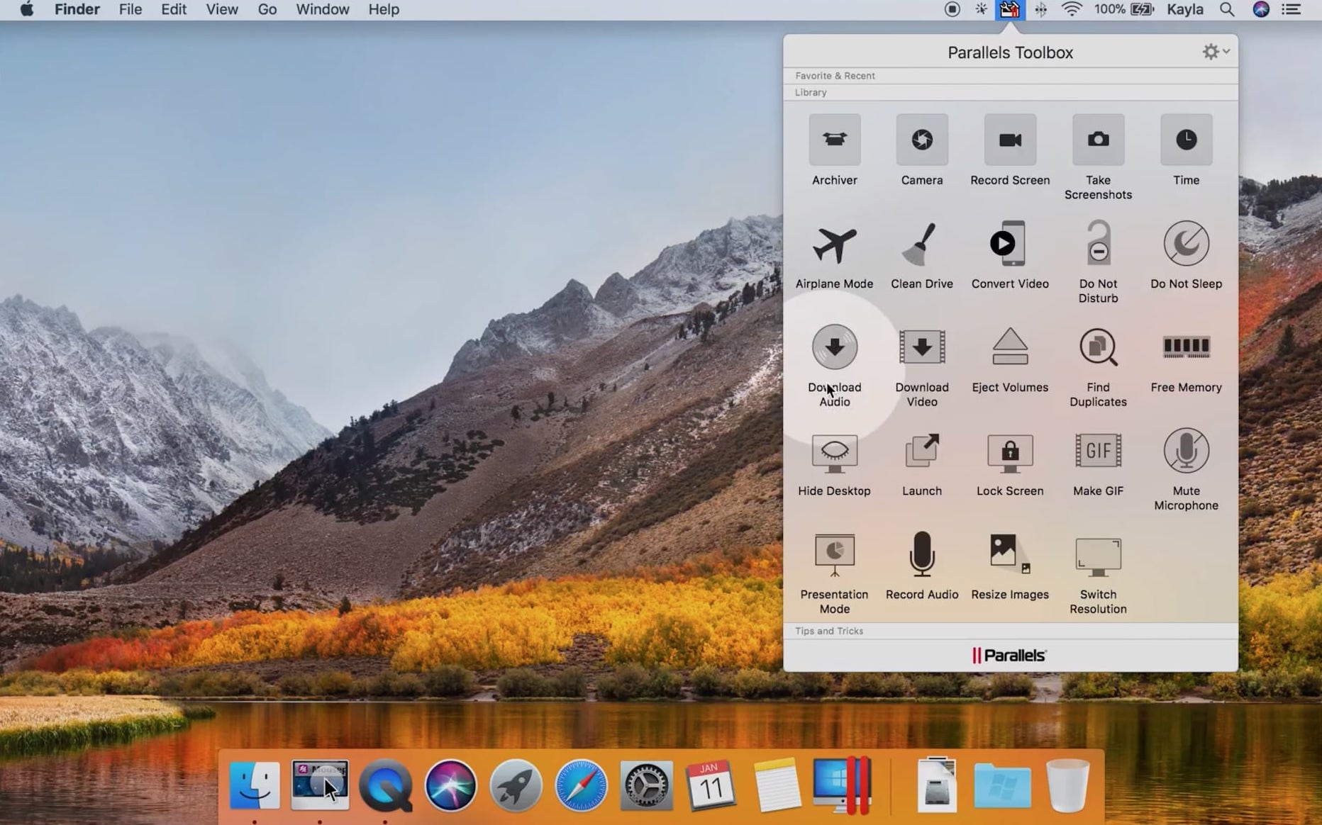 Parallels Toolbox Packs bring useful features to your Mac's menu bar