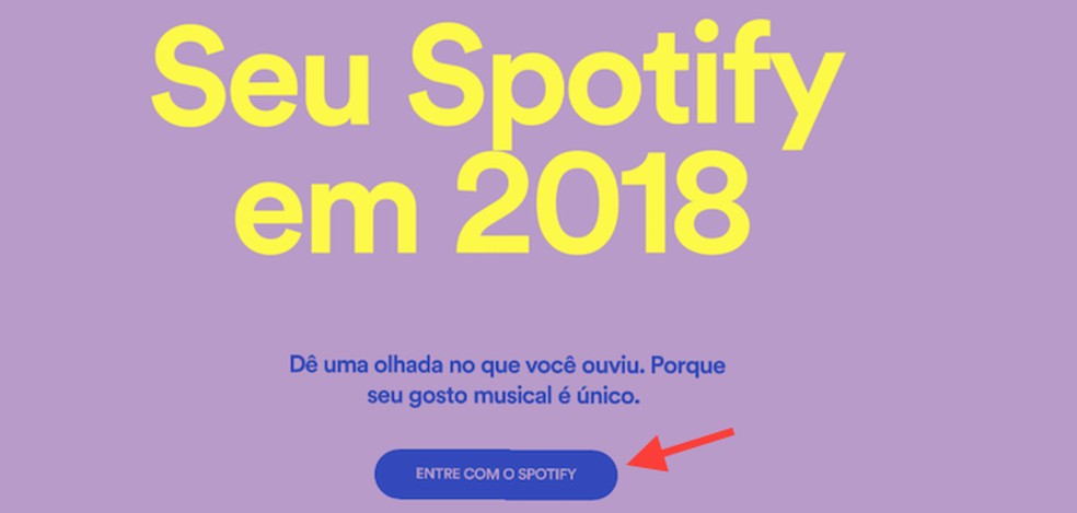 When to start the Spotify Wrapped 2018 login screen via the PC browser Photo: Reproduo / Marvin Costa