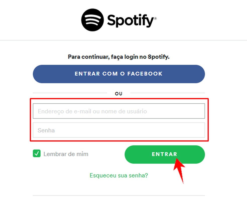   It is possible to login to Spotify using Facebook credentials Photo: Reproduo / Rodrigo Fernandes