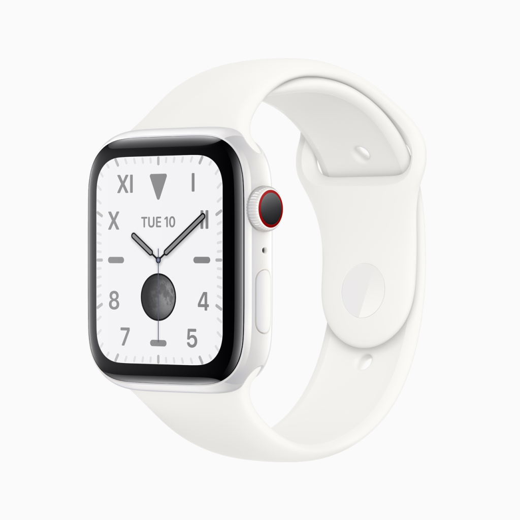Apple Watch Series 5 Edition with white ceramic case.