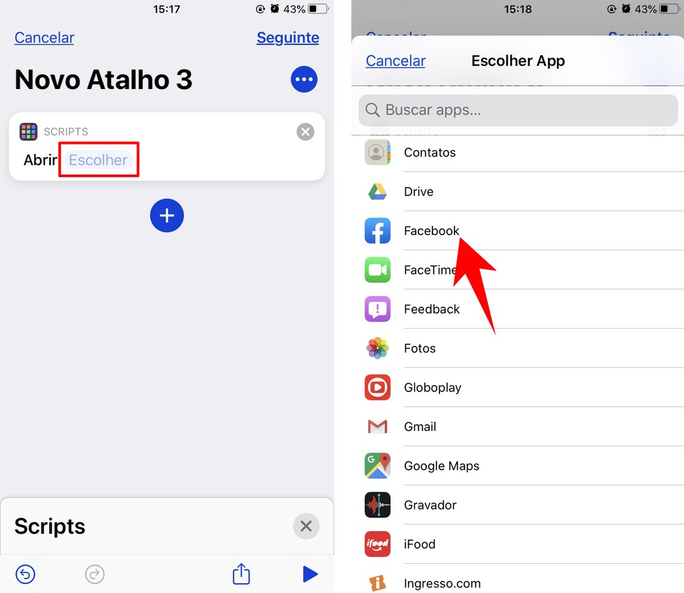   You can create shortcuts for any iPhone application Photo: Reproduo / Rodrigo Fernandes