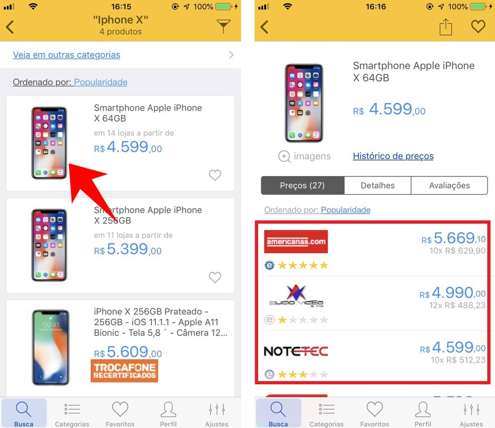 Buscap shows different prices of the same product in online retail stores Photo: Reproduo / Rodrigo Fernandes