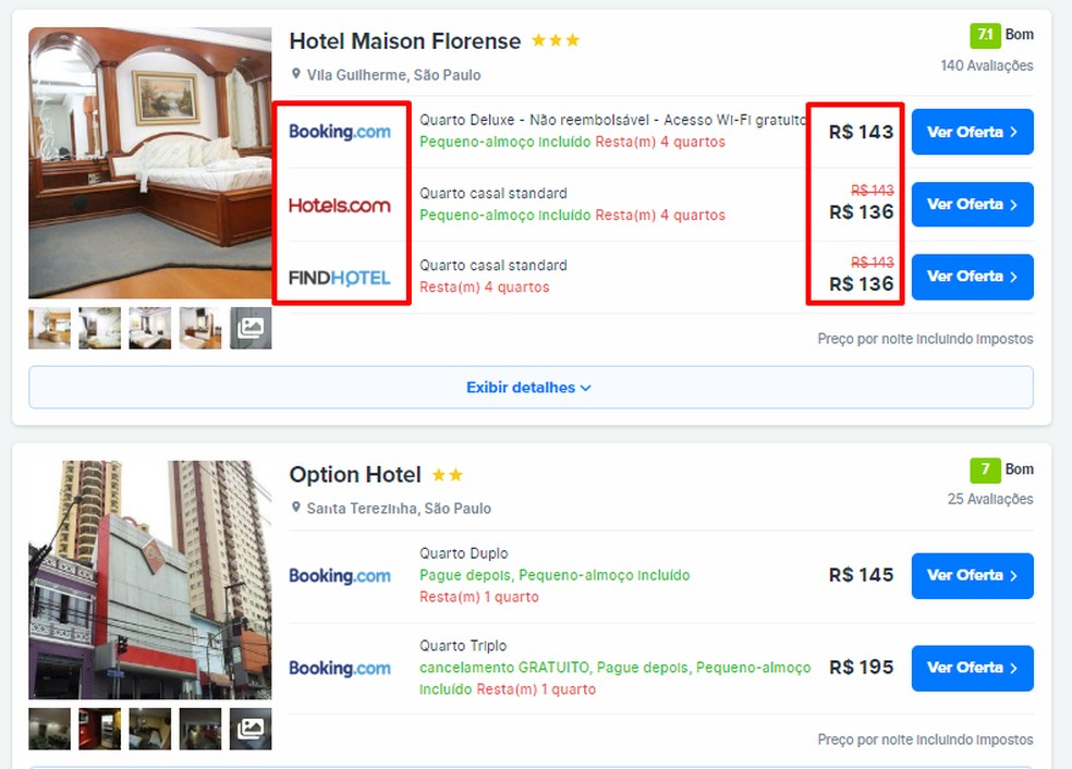 FindHotel makes comparison of accommodation prices on partner sites Photo: Reproduo / Rodrigo Fernandes