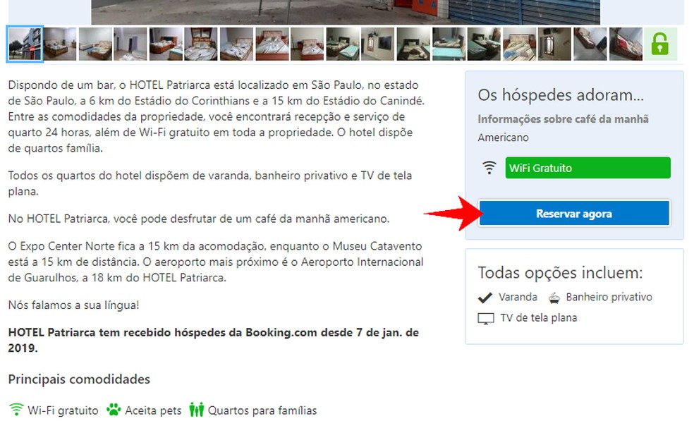 Finalizing a hotel reservation on Booking Photo: Reproduo / Rodrigo Fernandes