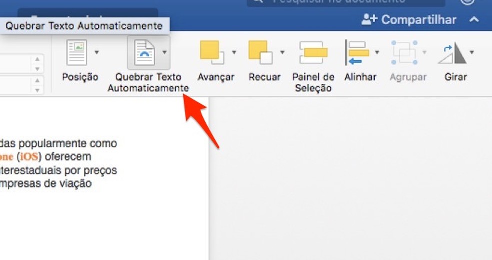 When to view text-breaking options in a Microsoft Word document Photo: Reproduo / Marvin Costa
