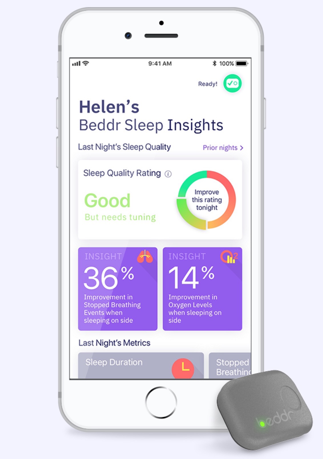 Beddr SleepTuner, sleep monitor connected to iPhone