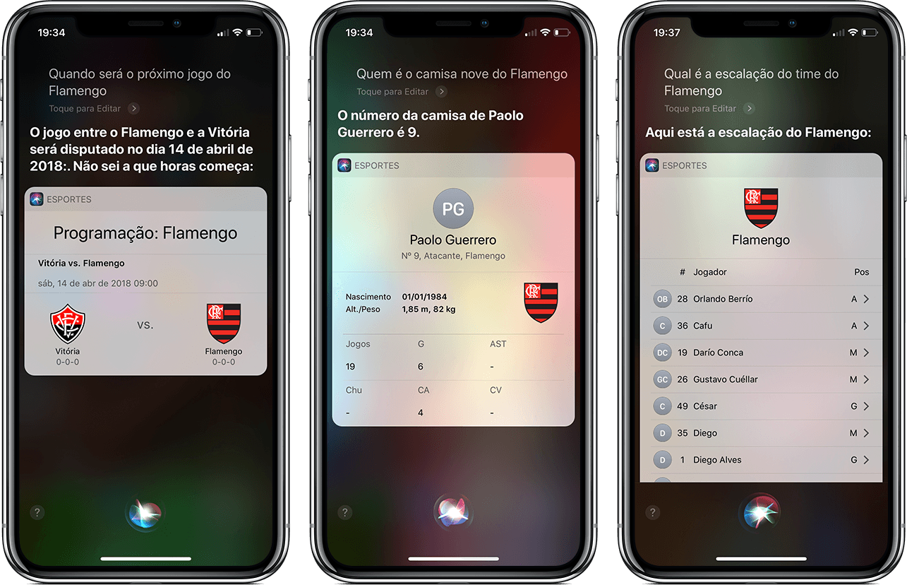 Siri giving results of the Brazilian Championship on the iPhone