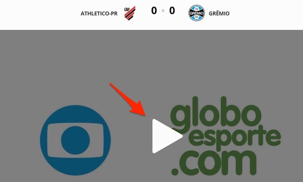 Action to start broadcasting the match between Athletico vs Grmio on Globoesporte Photo: Reproduo / Marvin Costa