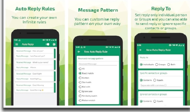 automatic response in WhatsApp applications
