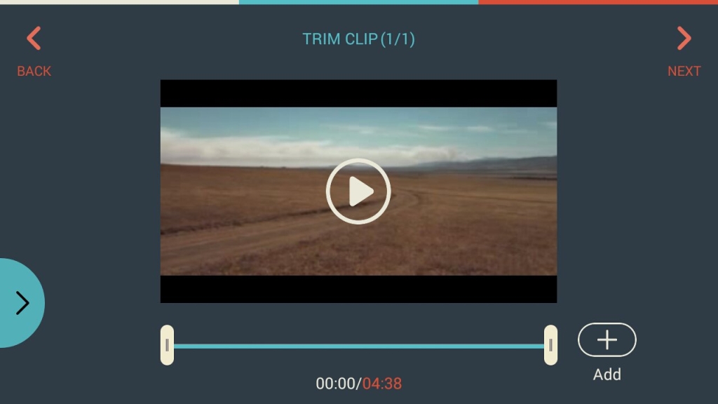 FilmoraGo screen during a video cut