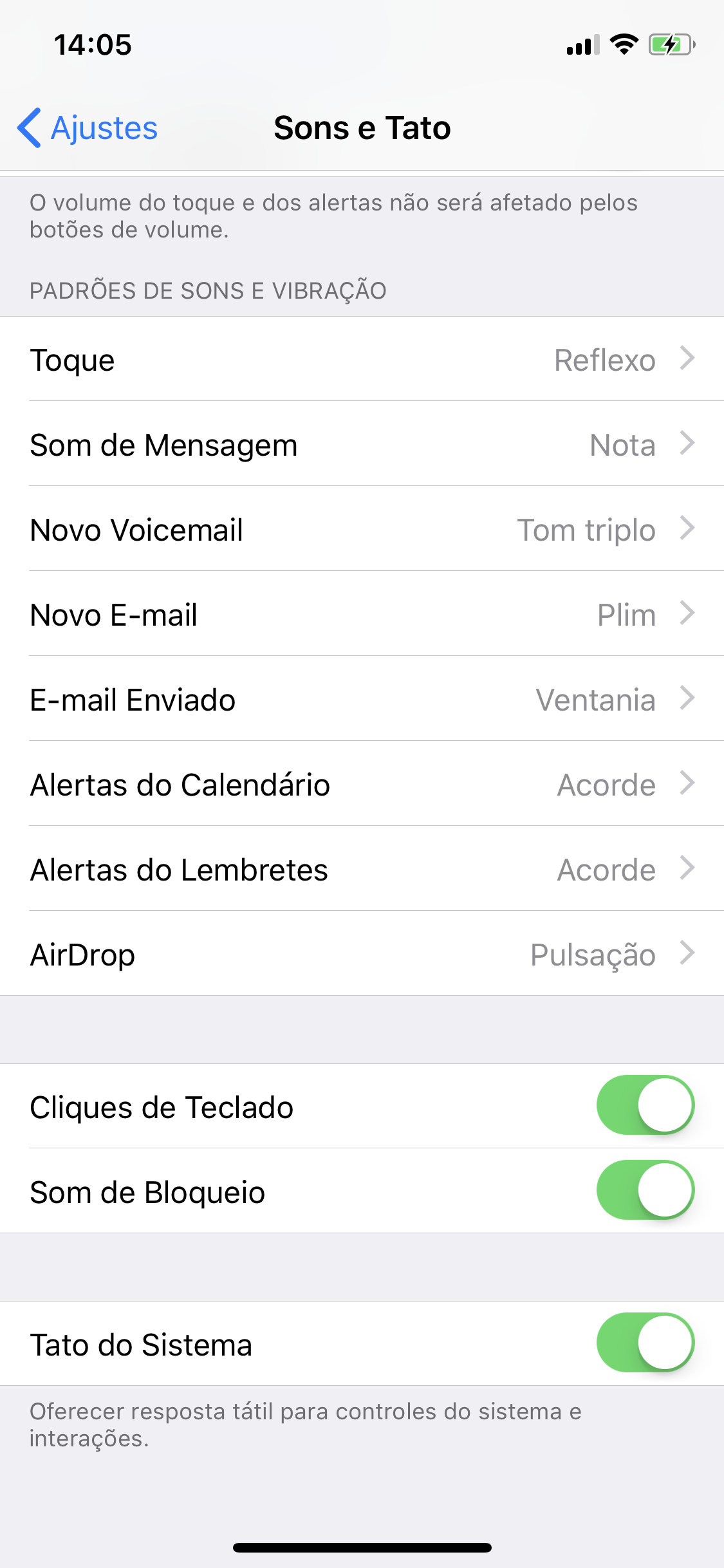 IOS Settings - Sounds and Touch