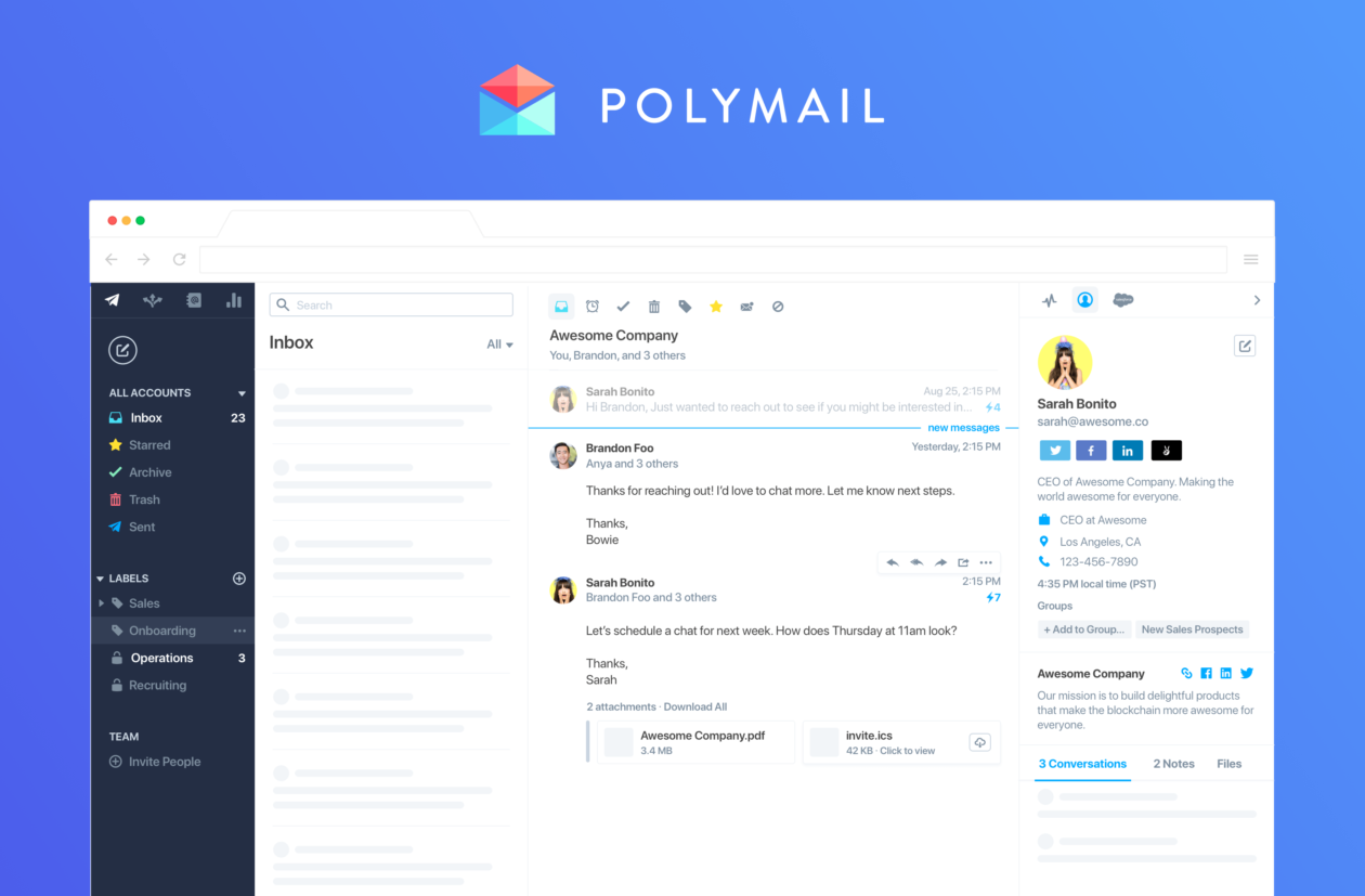 Polymail email client now has a web interface