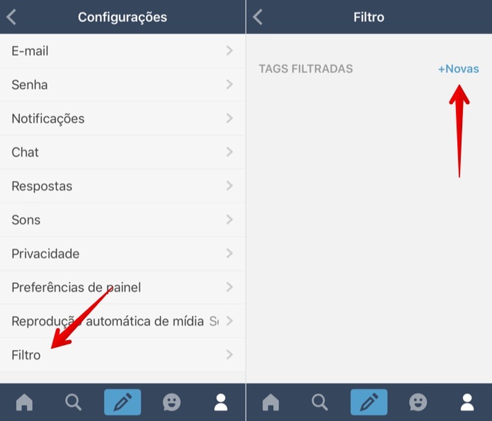 Add hashtags to the Tumblr mobile filter Photo: Reproduo / Helito Beggiora