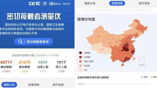 Screenshot of the application developed by the Chinese government