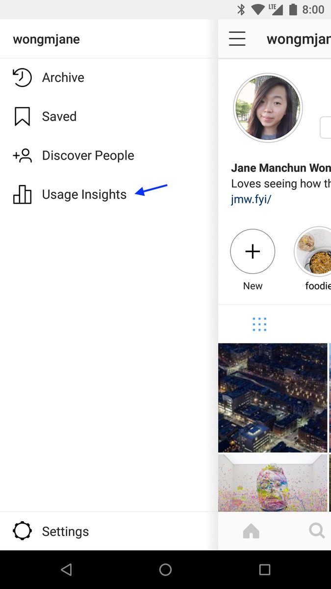 Instagram Usage Insights tool type