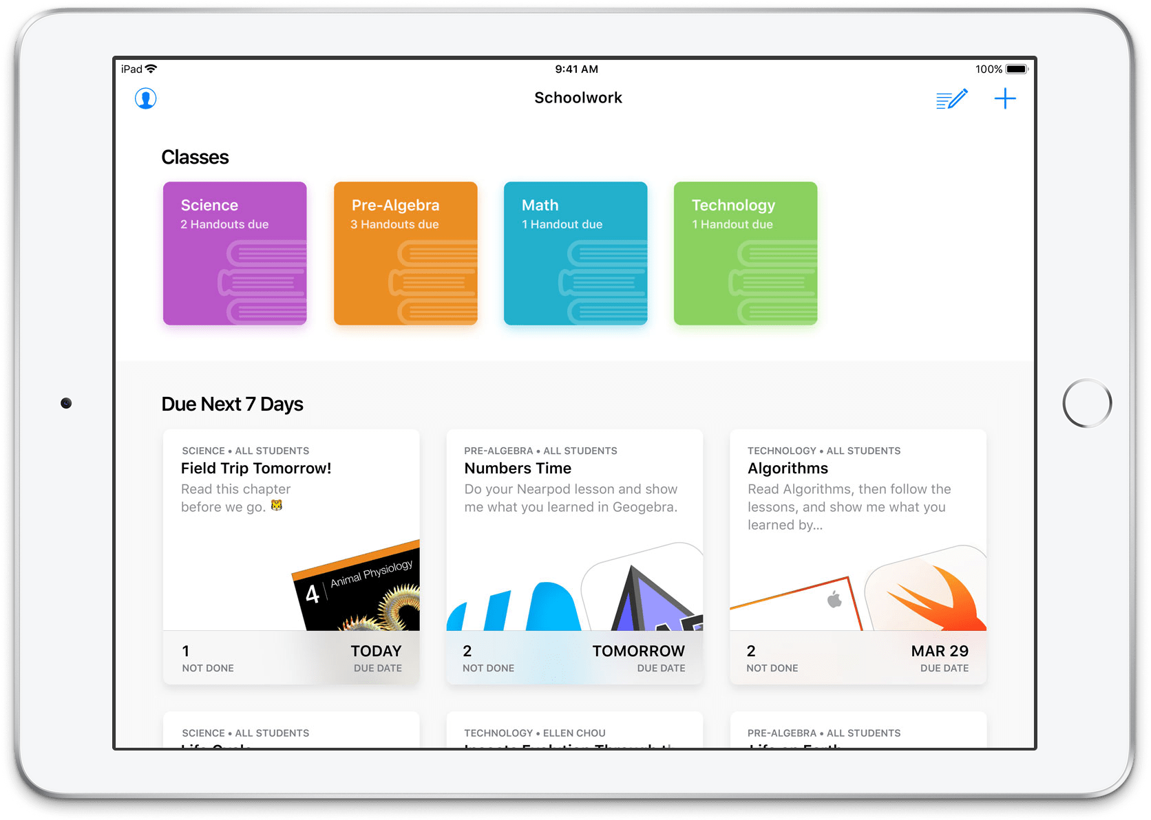 Schoolwork app for iOS