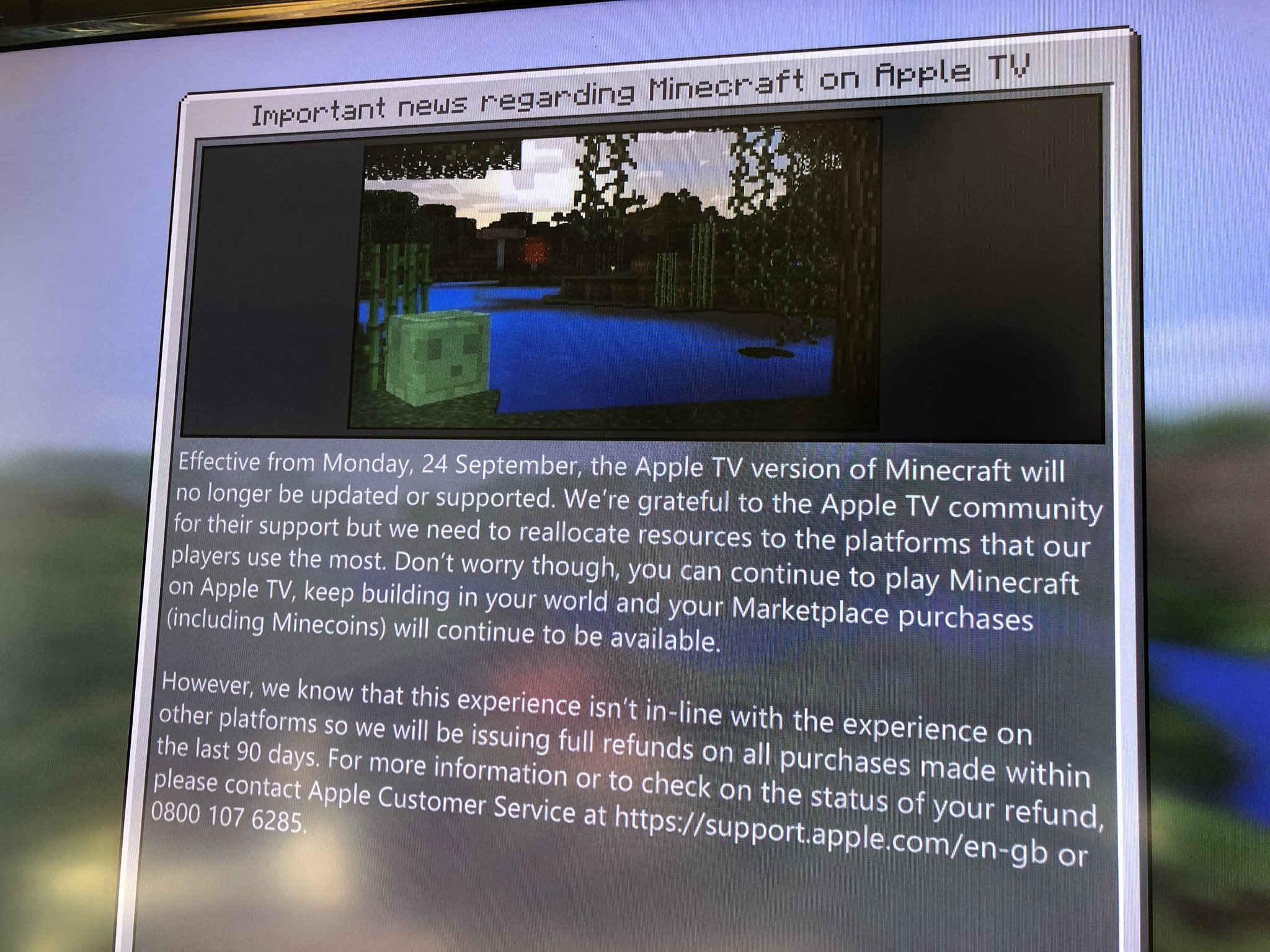 Anncio Minecraft for Apple TV