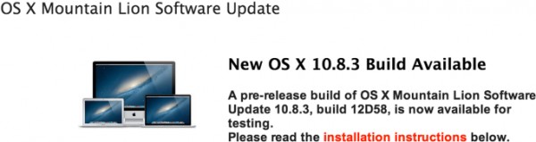 New beta version of OS X 10.8.3