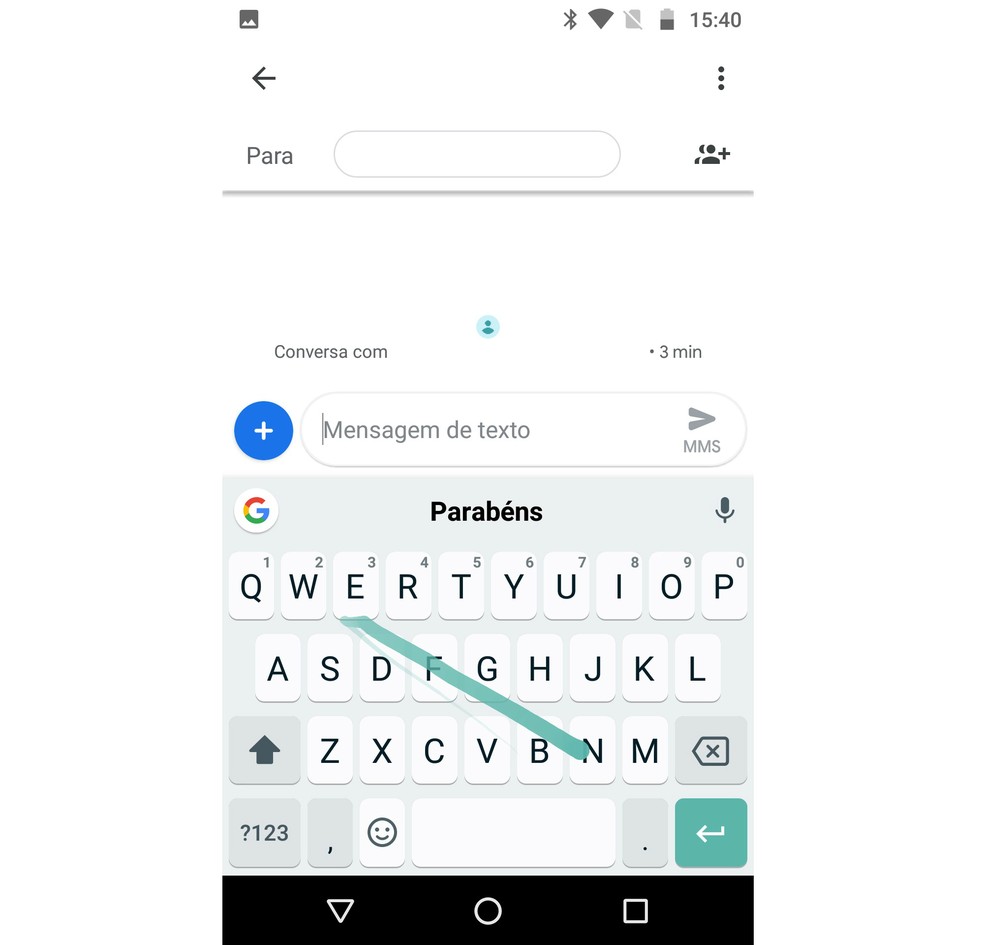 Android lets you write with gestures, sliding your finger across the letters Photo: Reproduo / Rodrigo Fernandes