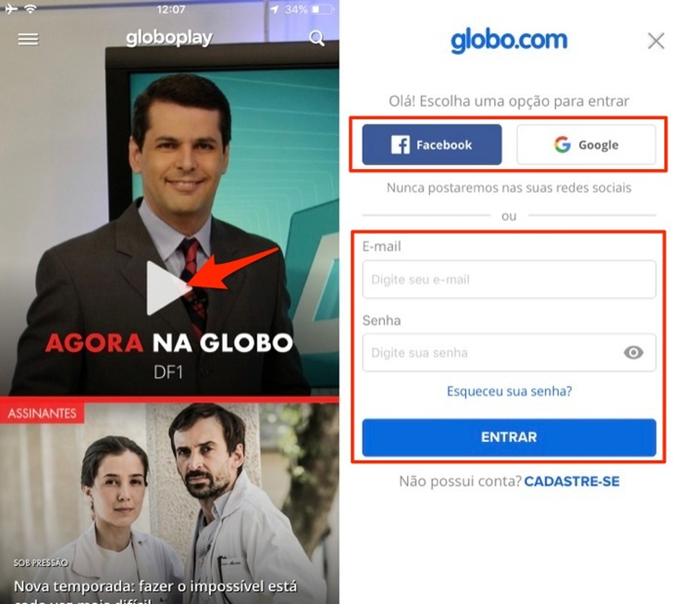 Log in and watch Globoplay live program Photo: Reproduo / Marvin Costa