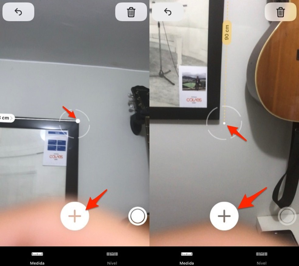 When connecting points to measure an object with the Measure app on iOS 12 Photo: Reproduo / Marvin Costa