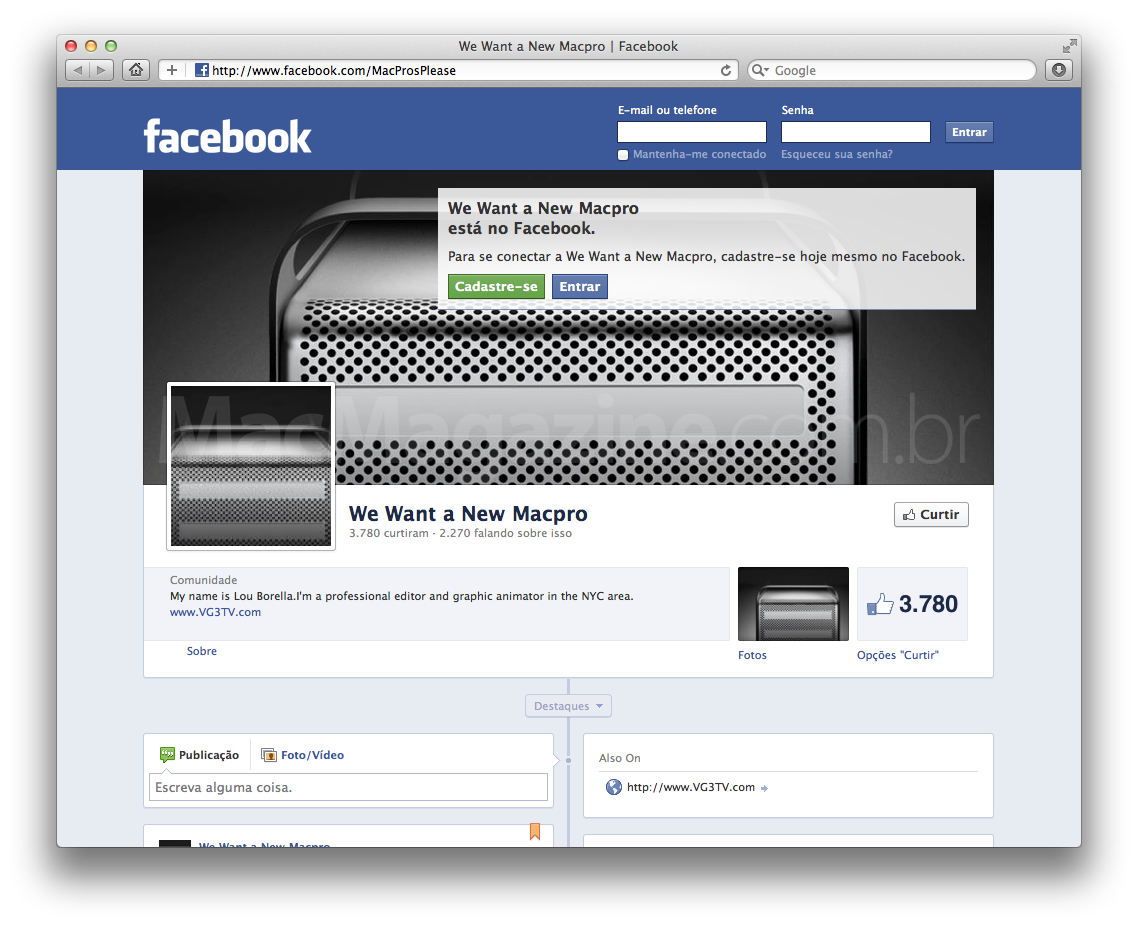 User creates Facebook page / petition asking Apple to speak out about Mac Pro