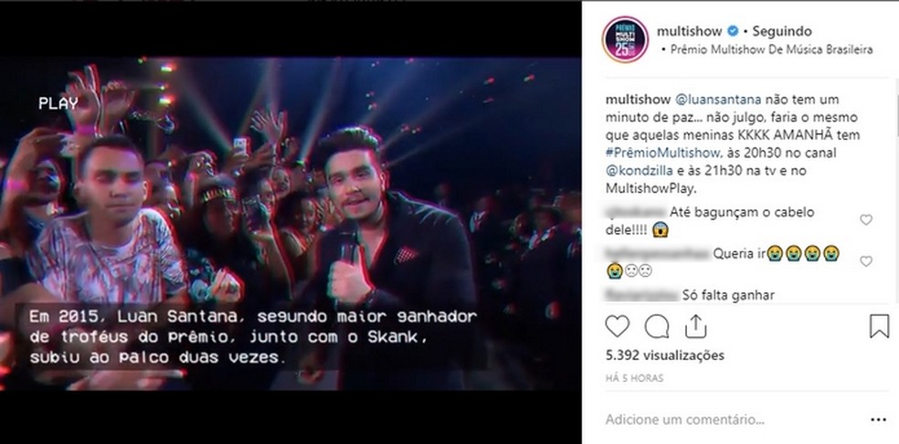 Multishow account on Instagram shows excerpts from rehearsals and special clips with artists from the award Photo: Reproduo / Instagram