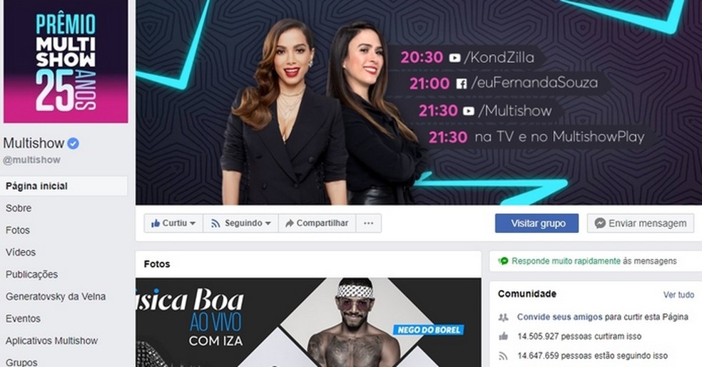 Multishow page on Facebook and Fernanda Souza fanpage will be broadcasting live from the Multishow Prize starting at 9 pm Photo: Reproduo / Facebook