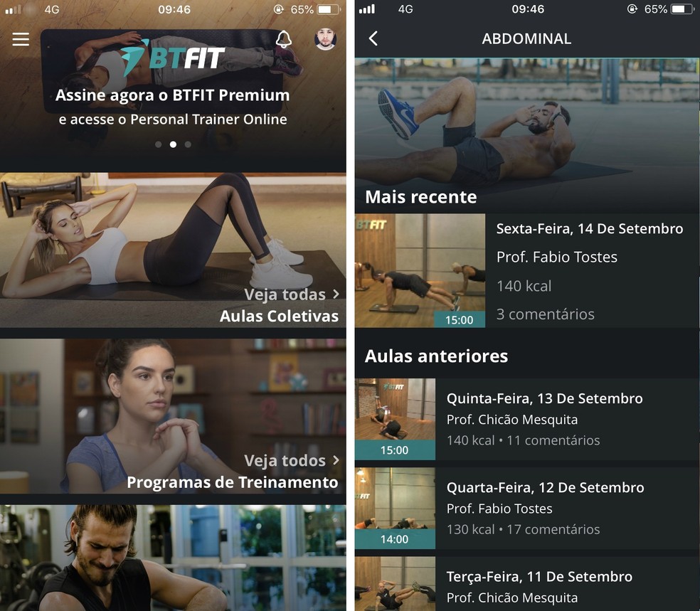 BTFIT app has muscle and dance lessons on video for user to follow Photo: Reproduo / Rodrigo Fernandes